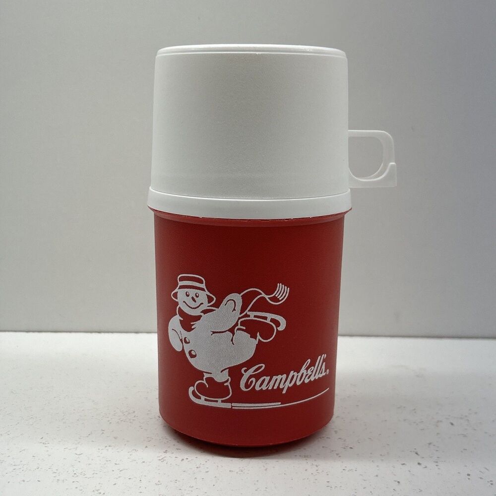 Vintage Aladdinware Campbell's Soup Thermos with Cup - Red/White Snowman - Picture 3 of 7